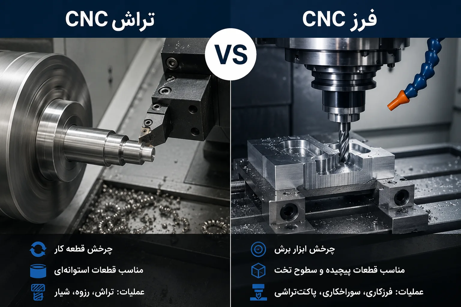 تفاوت فرز CNC و تراش CNC چیست؟