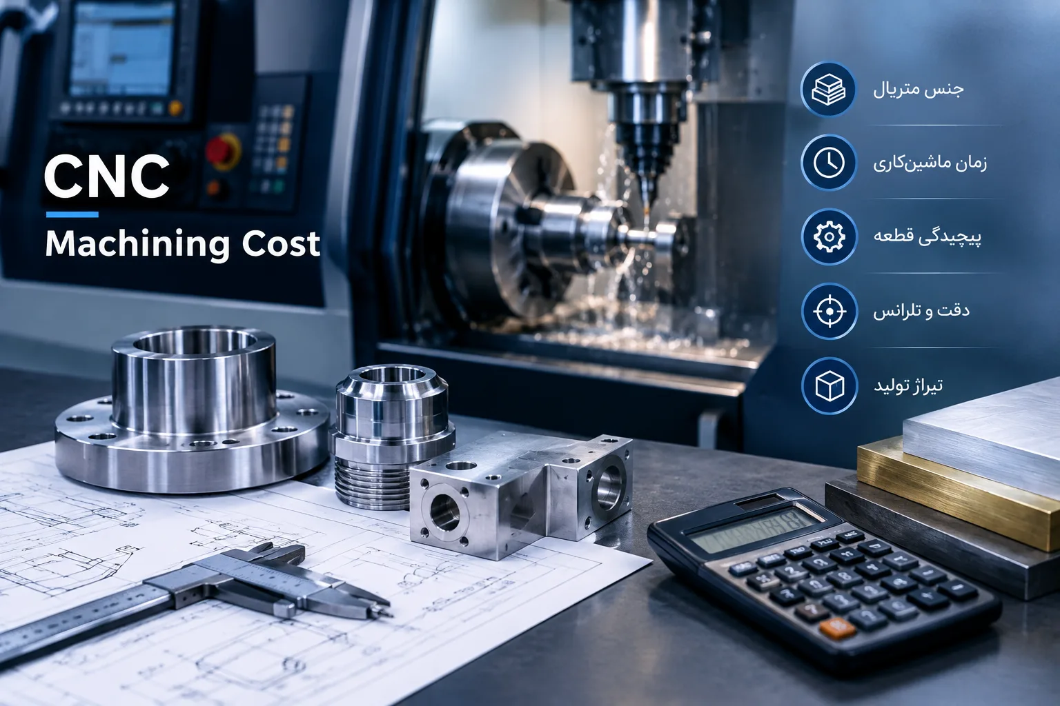 هزینه ماشین‌کاری CNC چگونه محاسبه می‌شود؟ | قیمت تراشکاری و فرز CNC